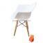 Retro Modern Colorful Metal Natural Wood Dowel Leg Base Plastic Molded Armchair French Kid Dining Chair