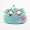 Owl embroidery coin purse, mini coin pouch; plush coin purse