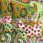 Handmade kantha work Pillow Case Pejli Green Floral Cushion Cover