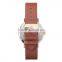 Hot sale luxury tan&rose gold woman wrist stainless steel watch Japan movement watch genuine leather strap marble dial watch