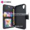 Cheap price Black PU Leather Flip Folio Kickstand Wallet Case with Wrist Strap and Card Slot for HTC Desire 626