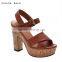 Comfortable wood ladies heels sandals fancy brown footwear