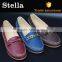 top sell breathable metal buckle ornament pu leather thread lady loafer