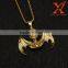 Stainless Steel Gold Plated Skull Death & S Head BAT Wing Men's Pendant
