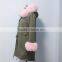 Mrs fur Long style Pink furs jacket with big collar real raccoon hooded women parka wholeslae Facotry