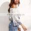 SheIn Latest Blouse In Fashion Tassel Tie Off The Shoulder Cutting Crop Blouse