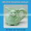 Handmade green fox shaped ceramic food containers with lids