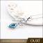 OUXI custom leaf shaped platinum plated blue Aus Crystal&Zircon necklace for wholesale 11462-1