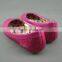 Shoes kids girls ballet flats fuchsia pink glitter shoes with PU collar pretty shoes