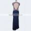 Exquisite Navy beaded big size women fishtail cut evening dress long best lady wedding gown dresses