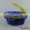 Special blue elastic cap performance hat party hat with feather for child