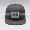 Buckle Back Grey Snap back Hat with Woven Label Logo