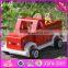2017 New products dog and four firemen wooden toy fire trucks W04A315