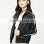 Wholesale Track Jackets Mock Neck Long Sleeve Contrast Stripe Ribbed Trim Running Sports Varsity Jacket Black Varsity Jacket