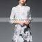 2016 newest summer woman white long chinese silk shirts OEM service