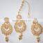 POLKI EARRING PAIR TIKA GOLD TONE hair accessory