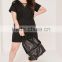 Plus Size Lace Up Jumper Black Dress Versatile Sexy V-neck Elegance Dress