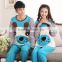 2015 wholesale blue cotton couple winter pajamas