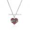New Fashion Pink Rhinestone Link Cable Chain Silver Tone " MOM " Carved Heart Pendant Necklace
