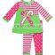 Christmas chevron ruffle embroidery kids boutique clothing