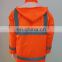 2017 Factory Supply High Visibility fluorescent orange Reflective Safety Raincoat with reflective strips