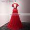A17DL0014 O-neck Short Sleeve Shirt Keyhole Back Evening Dress Red Women Fashion Dress