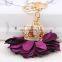 Rhinestone crown golden flower key chain for woman