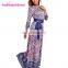 Wholesale India Fashion Printing Floral Leopard Casual Maxi Dress Long Sleeve