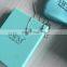 Hot! Free Risk New Fashion Beautiful Custom Printing Silver Brand Blue Jewelry Box With Bag