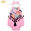 Adorable Toddler Pink Boho Halter Playsuit Bubble Clothing Ruffle Baby Clothes Romper