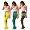 Women Wholesale Mid Waist Color Block Skinny Joggers Solid Color Casual Stacked Trousers Flared Pants