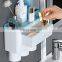 Bathroom Multi Functional Plastic Wall Mount Toothbrush Holder With Automatic Toothpaste Squeezer