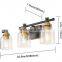 Black Vintage Bathroom Vanity Light Fixtures Over Mirror Glass Globe Wall Lamp 3 light