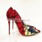 African print fabric shoes private label shoes woman high heel shoes new design 2016 ladies fashion shoes