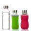 Good quality cartoon pattern glass drinking cup travel tumber water glass cup