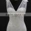 Elegant mermaid lace applique wedding dress with tulle straps beading trim on teh empire cutline