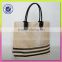 Elegant and fashionable jute bag women stripe shopping handbags