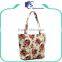 Cheap canvas flower shopping tote bag for women