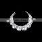 Rhodium cross connector moon and star cz charm