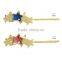 A - 1112 Tiny Blue Pink Hair Ornament Drip Four Small Metal Stars One Color Plated Crystal Star Hairpins For Women