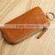 Factory supplier genuine leather case for car keys with zipper