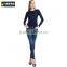 Round Neck Navy Long Sleeve Pullover, Plain Royal Cashmere Pullover