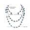 8mm A grade white and black colored double colors natural genuine endless pearl necklace
