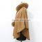 women cashmere cape with fox fur