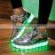 Free Sample Unisex USB Light Luminous LED Shoes Sportswear Sneaker Luminous Casual Shoes Silver