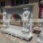 china supplier home decor marble stone lion head fireplace mantel