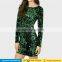 2017 sexy round neck long sleeve slim bodycon shinny bling winter party night prom sequin mini dresses for women lady