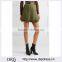 Wholesale Women Apparel Army-green Embellished Satin-trimmed Pleated Chiffon Mini Skirt(DQE0386SK)