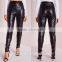 new design black faux leather biker pants cheap price
