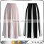 Color-block box pleats stripes women elegant long skirts